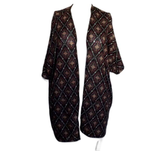 TORRID Cardigan, 2/2X Open Front Sweater, Diamond/Geo print, Polyester - Picture 6 of 11